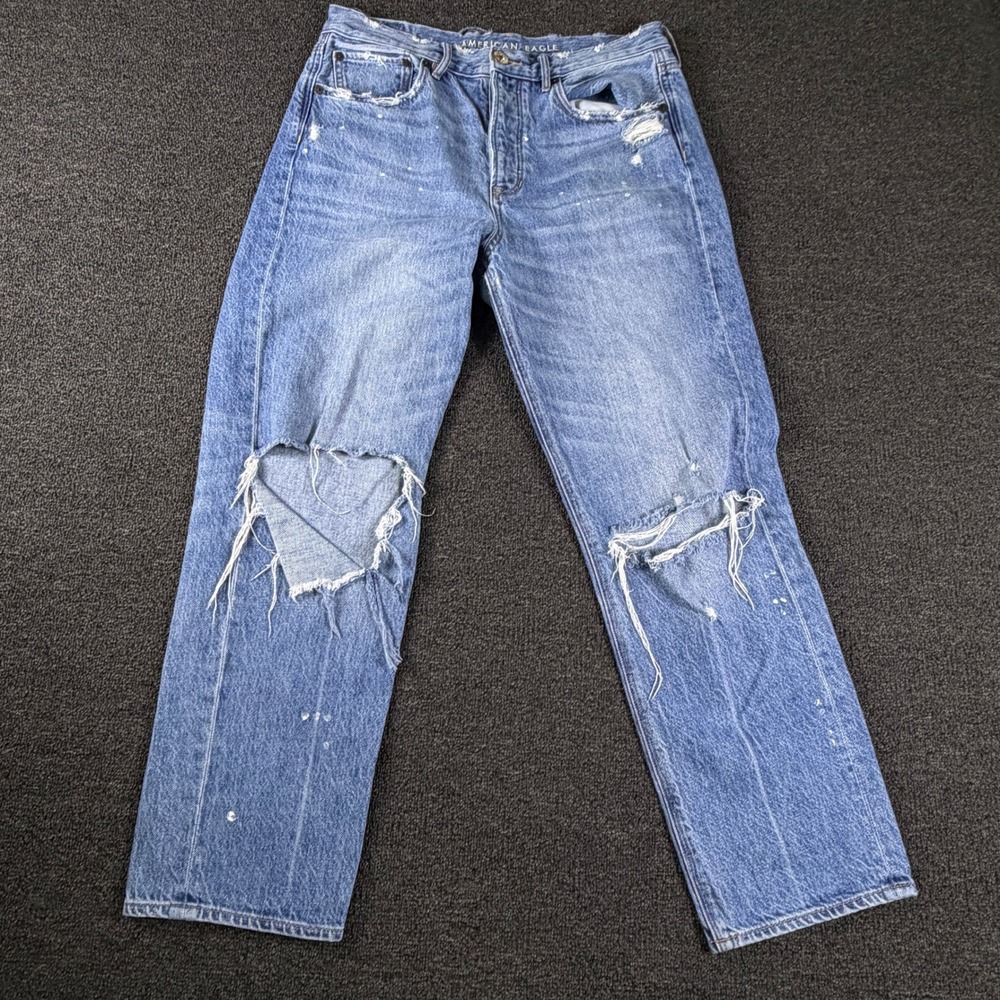 American Eagle Jeans Womens 8 (31x27) 90s Boyfriend Blue Distressed EUC
